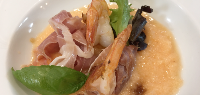 melon with shrimp and prosciutto