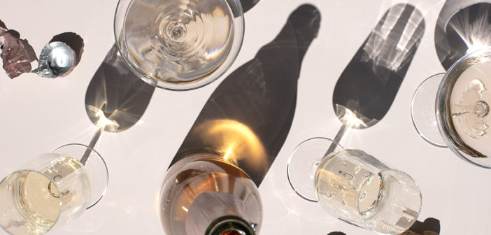 bottle and glasses of rose