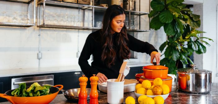 woman cooking in a kitchen