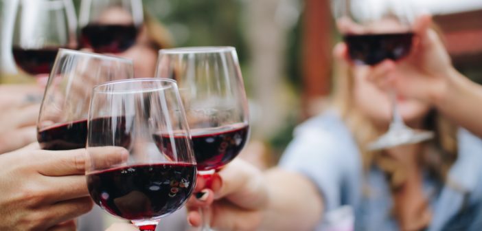 friends drinking red wine